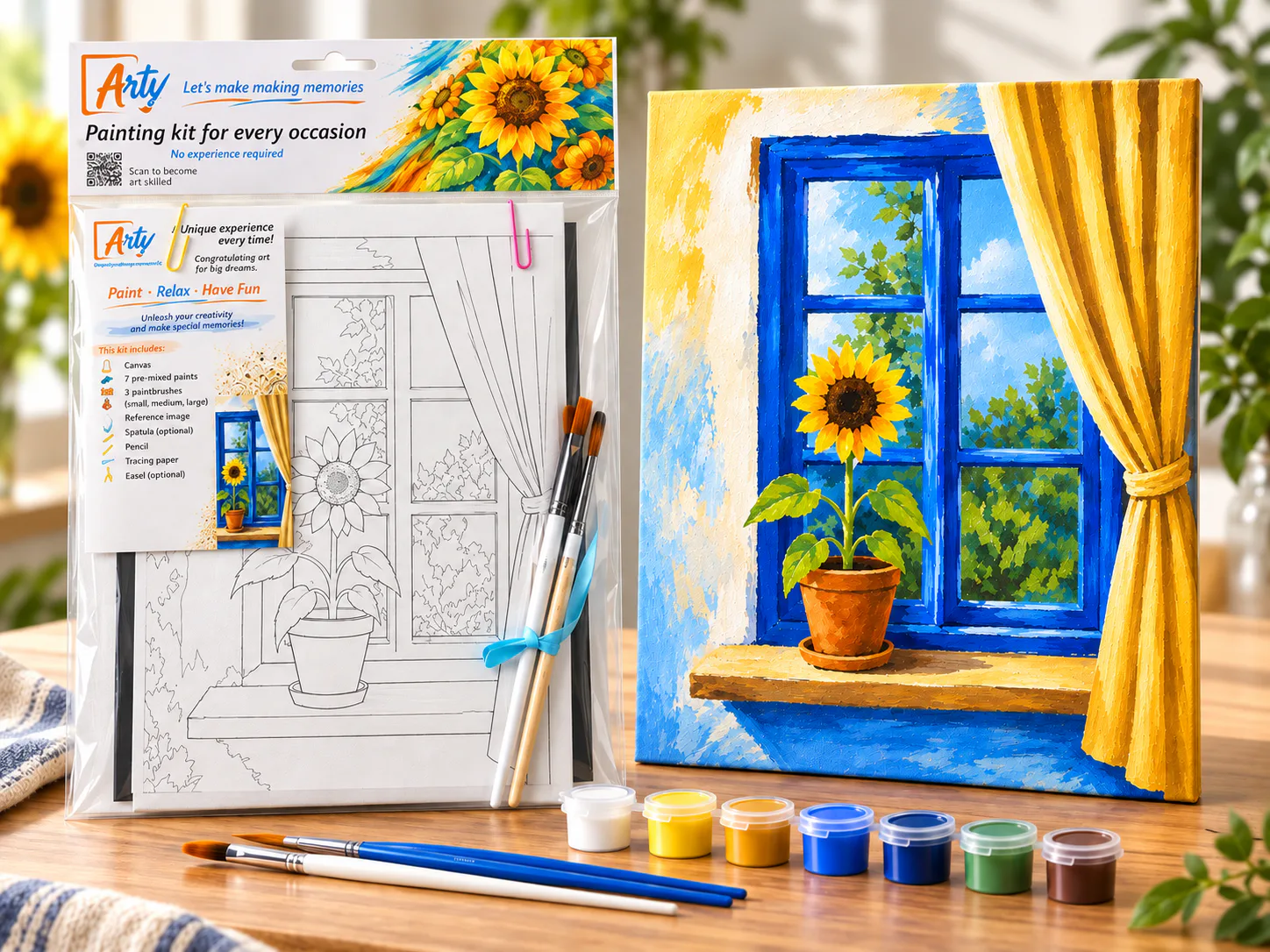 Kit de peinture Arty avec toile, croquis, pinceaux et peintures